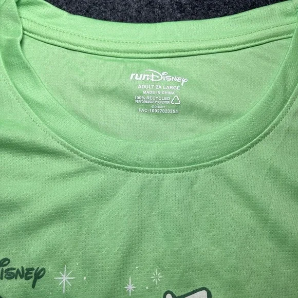 Run Disney Neverland 5K Green Polyester T Shirt Mens 2XL - Picture 3 of 6